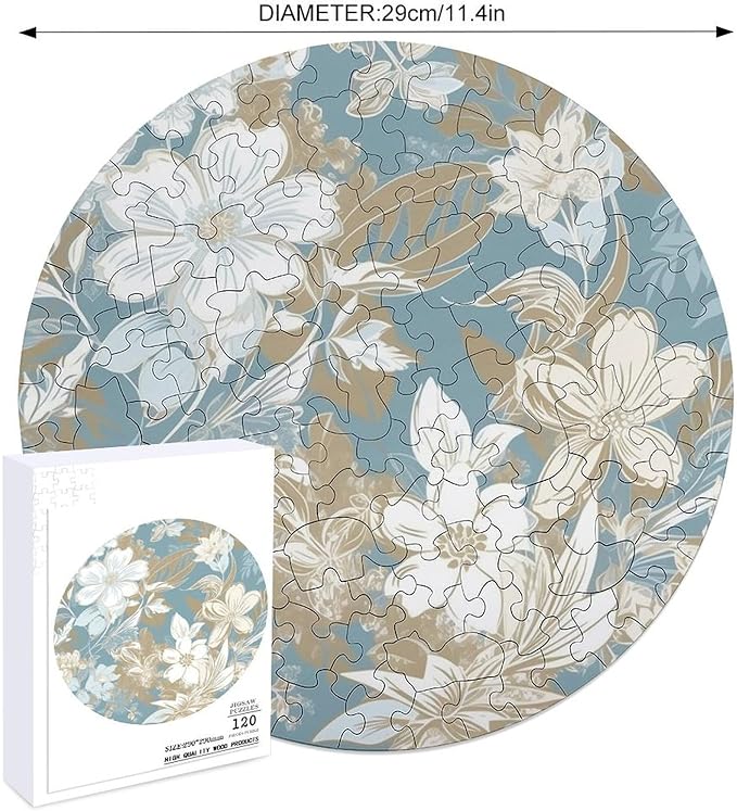 120 PCS Jigsaw Puzzle for Adults Personalized Picture Puzzle Light Peach Flowers Customized Wooden Puzzle for Family, Birthday, Wedding, Game Nights Gifts Animal Alien Shape Puzzle