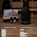 Gooamp 200ML Ceramic Essential Oil Diffuser - Ultrasonic Aromatherapy & Humidifier with 7-Color LED Lights, Auto Shut-Off, Black, 1H/3H/6H Timer | Scent for Home, Office, Yoga