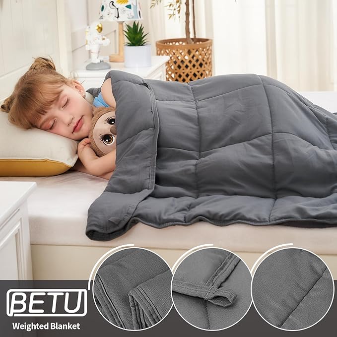 Weighted Blanket Kids 5lbs, 36"x48", Cooling Heavy Throw Blanket for 40-60lbs, Microfiber Soft Thick Big Blankets Weighted Comforter Breathable Gift for Sleeping, Grey