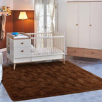 Macgace Fluffy Area Rugs for Bedroom Decor Aesthetic, 3x5 Brown Shag Rug with Non-Slip Dots for Living Room, Furry Plush Mat Washable Fuzzy Carpet Modern Home Decor for Kids Nursery Teens Room
