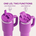 32 oz Tumbler with Handle and Straw: Stainless Steel Insulated Tumbler Keeps Cold for 24 Hours, Leakproof Travel Cup Fits in Cup Holder and BPA-Free,Bright Magenta