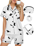 DOLOS Silk Satin Pajama Set for Women Short/Long Sleeve 2-Piece Silky Pajamas for Women Button Down Pjs Sleepwear Loungewear