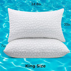 Cooling Pillow King Size 1 Pack, Adjustable Bed Pillows for Sleeping, Luxury Shredded Memory Foam Pillows, Soft Yet Supportive Firm Pillow for Side, Back, Stomach Sleepers, Cool Pillow for Hot Sleeper