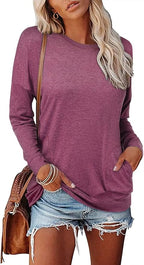 Magritta Women's Long Sleeve Leopard Color Block Tunic Comfy Crewneck T Shirt Tops Black XL