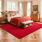 Andecor Shag Living Room Area Rug, 6x9 Red Washable Fuzzy Bedroom Rugs, Soft Fluffy Indoor Carpets for Dorm Boys Girls Kids Room Nursery Home Decorations