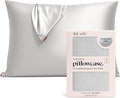 Kitsch Satin Pillowcase with Zipper for Hair & Skin - Softer Than Silk Pillow Cases, Smooth Cooling Satin Pillow Case, Wrinkle-Free, Machine Washable - Pillow Cases Standard Size (19x26) - Silver