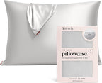 Kitsch Satin Pillowcase with Zipper for Hair & Skin - Softer Than Silk Pillow Cases, Smooth Cooling Satin Pillow Case, Wrinkle-Free, Machine Washable - Pillow Cases Standard Size (19x26) - Silver