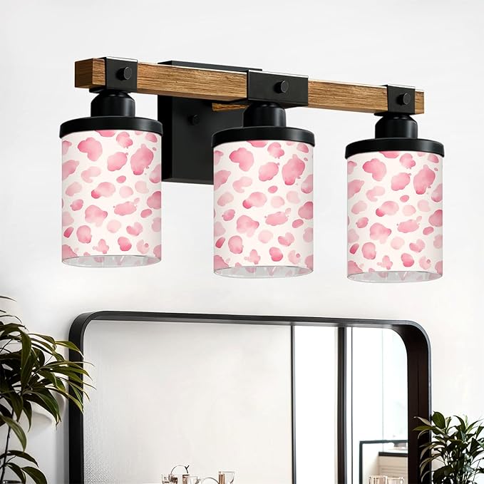 Vanity Lights for Bathroom Wall Lights for Bedroom Living Room Soft Pink Watercolor Abstract Organic Shapes Modern Bathroom Light Fixtures Wall Sconces 3 Light Home Decor