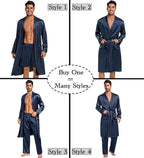 SWOMOG Mens 3 PCS Satin Robe with Pants & Shorts Set Kimono Bathrobe Long Sleeve Sleepwear Pjs Sets with Pockets