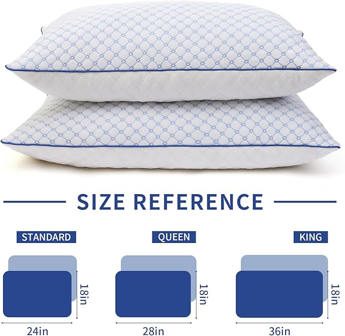 Bed Pillows Standard Size Set of 2 for Sleeping, Soft and Supportive Bed Pillows with Memory Foam Filling for Side and Back Sleepers, Neck Supportive-Standard Size, 2 Pack