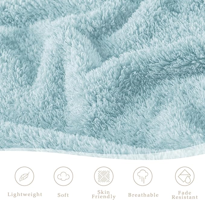 Exclusivo Mezcla Fleece King Size Bed Blanket, Ultra Soft, Lightweight and Fuzzy Stone Blue Blanket for Women, Home Decor, 90x104 Inches