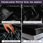 SLEEP SANCTUARY Satin Sheets Twin Size – 3 Piece Luxury Silky Bed Set, Softer Than Silk, 15" Deep Pocket, Cooling & Wrinkle-Free, Moisture-Wicking & Breathable for Hair & Skin (Black)