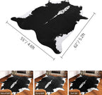 HOMORE Cowhide Rug, Cute Cow Print Rug for Living Room Faux Cow Hide Animal Print Carpet for Bedroom Office Table, 4.6 x 5.2 Feet, Black