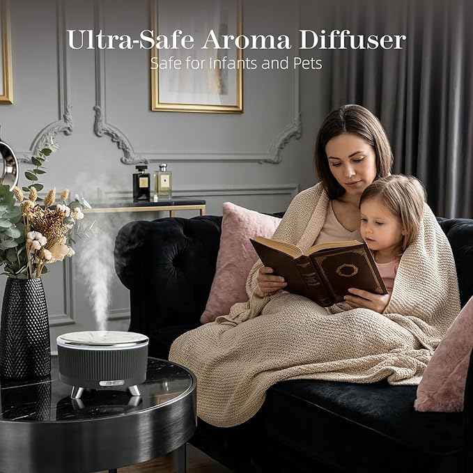 500ML Essential Oil Diffuser: Ultrasonic Aroma Diffuser with Remote Control for Spa Hotel Yoga Room - Humidifier for Bedroom with 7-Color Night Lights & Auto Shut-Off for Nursery/Women Home Relaxation
