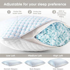 Nestl King Size Cooling Pillow for Sleeping 2 Pack, Luxury Shredded Memory Foam King Pillow Set of 2, Adjustable Cold Gel Pillows for Hot Sleepers Supportive Cool Pillow for Side Back Stomach Sleepers