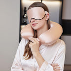 ROSEWARD 100% Mulberry Silk Neck Pillow for Travel 22 Momme Real Silk Travel Pillow for Pain Relief Sleeping, Silk Airplane Pillow, Anti Wrinkle Travel Pillow Made in USA (Blush)