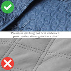 Southshore Fine Living, Inc. Oversized Queen Quilt Set, 3-Piece Lightweight Quilted Bedspread with 2 Pillow Covers, Harmony Floral Coverlet, Microfiber Fabric, All Season Full Size Bedding Quilt, Blue