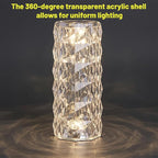 16 Colors Rose Rays Crystal Diamond Table Lamp, Touch Control Acrylic Column Light with Remote, Type-C Rechargeable, 360 Degree Transparent Shade for Bedroom Desk Décor (2, Small)