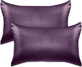 Elegant Comfort 2-PACK Cooling Viscose Satin Pillowcase Set with Hidden Zipper closure, Silky Smooth for Best Hair and Skin Care-Beautiful Gift Box-2-Piece Satin Pillowcase Set, Standard/Queen, Purple