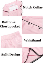 Ekouaer Womens Silk Satin Pajamas Set Short Sleeve Sleepwear Button Down Loungewear 2 Piece Pjs Shorts Set S-5X Plus Size