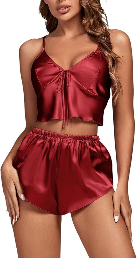 OPOIPIN Women's 3 Piece Pajama Set Sexy Cami Top and Shorts with Robe Sleepwear Loungewear Set