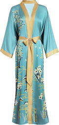 Aensso Long Soft Lightweight Silky Kimonos Robes for Women, Luxury Japanese Floral Womens Kimono Robe