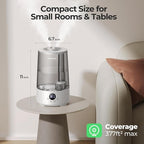 Homvana Humidifiers for Bedroom Home, 3.6 L Cool Mist Top-Fill 34H Super Long Time, Quiet 23dB, Baby Humidifier, Oil Diffuser for Large Room, House, Plant, Nursery, Office, BPA FREE, Ultrasonic (Grey)