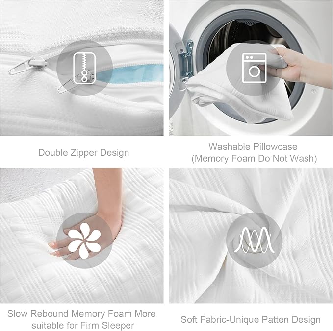 Meoflaw Cooling Pillows for Sleeping King Size Set of 2,Shredded Memory Foam Bed Pillow with Pillow Case-Double Sided Material,Adjustable Loft King Pillow for Side & Back Sleeper-Medium Firm