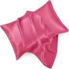 Peach Red King Size Satin Pillowcase Set of 2 with Envelope Closure,Peach Red Silk Pillowcase for Hair and Skin (20x36)