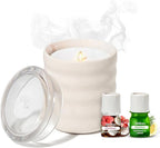 Lifelines Flameless Candle Aromatherapy Essential Oil Diffuser with 2 ClickWick Essential Oil Blends - Cordless & Waterless Diffuser for Home - Scented Electric Candles Blow Out Flame - Cream Bubble