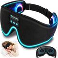 Sleep Mask with Bluetooth Headphones, 100% Light Blocking Sleep Headphones for Side Sleepers Men Women, Eye Mask with Thin Stereo Speakers, Soft Eye Cover for Travel Gift