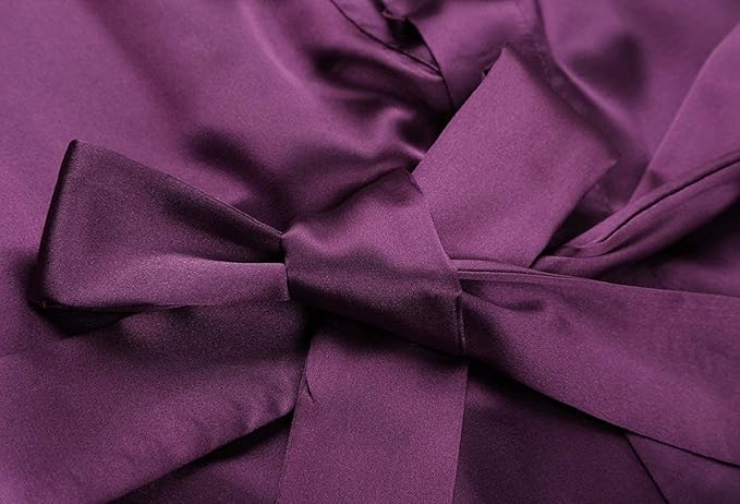 Women's Plus Size Satin Kimono Robes Short Silk Bathrobe Bridesmaid Wedding Party Nightgown Sleepwear
