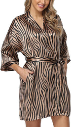 Women's Floral Satin Robes Bride Bridesmaid Getting Ready Robe Short Silky Kimono Sleepwear for Wedding Party