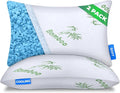 Sleepavo Adjustable Cooling Pillows Queen Size Set of 2 Pack - Extra Soft Shredded Memory Foam Best Pillows for Sleeping - Back, Stomach, Side Sleeper Pillow Medium Firm - Rayon Derived from Bamboo