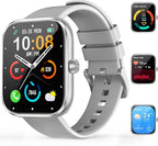 Smart Watch for Men Women, 1.83" HD Touchscreen Fitness Watch with Bluetooth Call & Message Notifications, 110+ Sport Modes, 24/7 Heart Rate/Sleep Monitor, IP68 Waterproof Fitness Tracker, Silver Gray