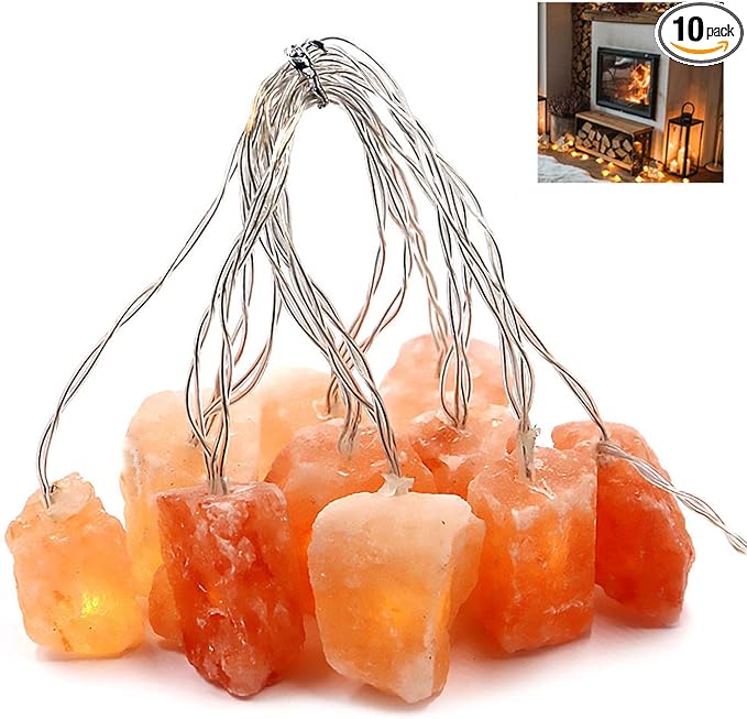 Himalayan Salt String Light with Rock,USB Fairy Lights Night Pink Salt Lamp ,Natural Hand Carved Himalayan Small String Lamp for Office,Baby,Child,LED Nightlight for Bedroom,Bedside,Desk,Computer