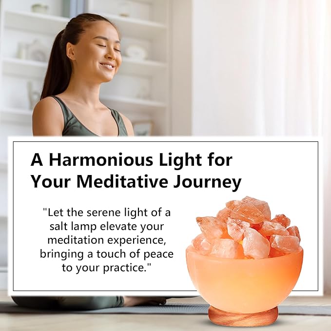 Himalayan Glow Pink Salt Bowl Night Lamp with Crystal Himalayan Salt Chunks | Hand-Carved Himalayan Salt Lamp for Air Purification and Relaxing Ambiance