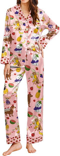 Ekouaer Silk Pajamas for Women Long Sleeve Satin Pajama Set Silky Pj Sets 2 Piece Button Down Loungewear Sleepwear