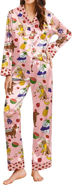 Ekouaer Silk Pajamas for Women Long Sleeve Satin Pajama Set Silky Pj Sets 2 Piece Button Down Loungewear Sleepwear