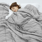 Weighted Idea Weighted Blanket for Adults (Light Grey,48"x72",12lbs) Cooling Breathable Heavy Blanket with Premium Glass Beads All-Season Soft Thick Comfort