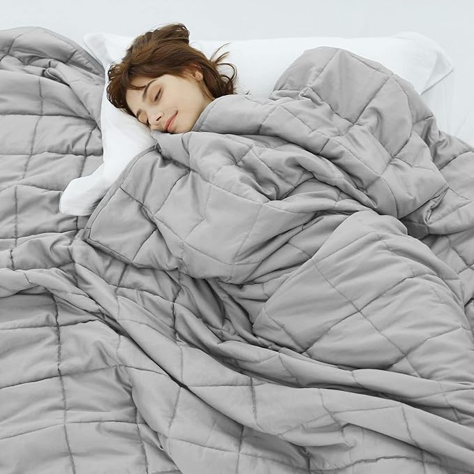 Weighted Idea Weighted Blanket for Adults (Light Grey,48"x72",12lbs) Cooling Breathable Heavy Blanket with Premium Glass Beads All-Season Soft Thick Comfort