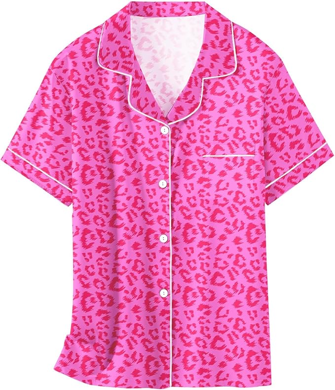 Girls & Womens Satin Pajamas Set, Silk Button-Down Sleepwear 2 Piece Nightwear, 3 Years - Women XXL