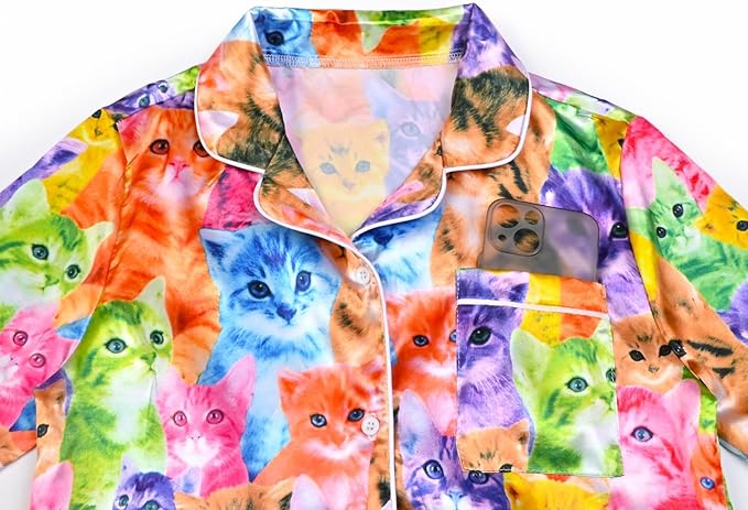 QPANCY Kids Satin Pajamas Sets Baby Boy Girl Button-Down Silk Sleepwear 2 Piece Short Sleeve Loungewear Clothes Set