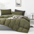 Luxlovery Olive Green Comforter Set King Army Green Bedding Comforter Set Modern Stylish Avocado Blanket Quilts Breathable Bedding Set Women Men Adults