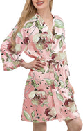WJing Yi Jia Womens Satin Kimono Robe Silky Robes Floral Bathrobe Bride Bridesmaid Wedding Bridal Dressing Gown Loungewear