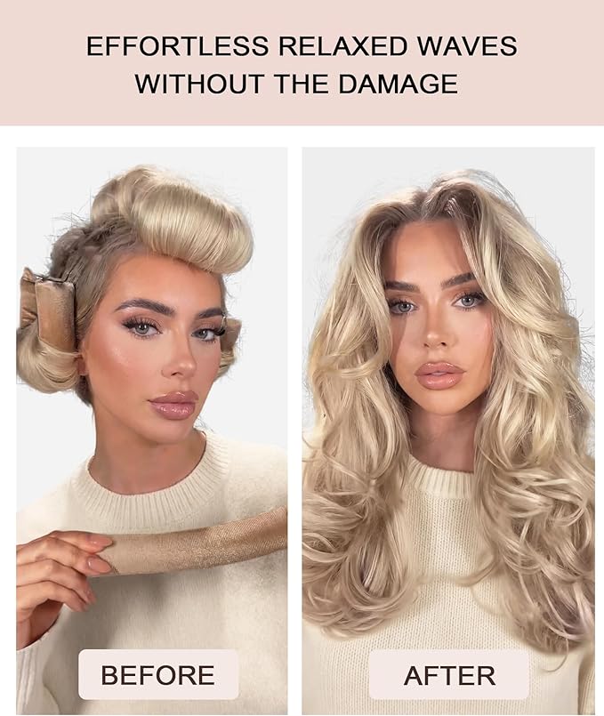 Classic Heatless Curls Overnight Rods No Heat Hair Curlers Curling Iron Jumbo Flexi Rods Large Foam Hair Rollers for Long Short Hair to Sleep in with Satin Scarf Styling Tools Black