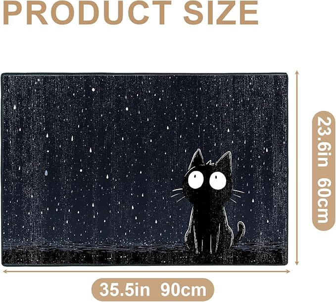 Cat Area Rug 2x3 ft Entry Rug Washable Boho Rugs Non Slip Low Pile Floral Door Mat Small Carpet for Bedroom, Bedside, Kids Room, Office, Dining Room