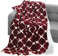 Elegant Comfort Throw Blanket, Reversible Sherpa Flannel, Ultra-Soft, Fuzzy, Cozy and Plush- All Season Lightweight Decorative Throw, 50 x 60 inches, Ogee Pattern Sherpa Throw, Burgundy