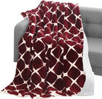Elegant Comfort Throw Blanket, Reversible Sherpa Flannel, Ultra-Soft, Fuzzy, Cozy and Plush- All Season Lightweight Decorative Throw, 50 x 60 inches, Ogee Pattern Sherpa Throw, Burgundy