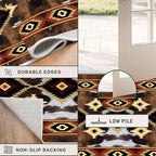 Rustic Brown Runner Cowhide Rugs,2x10ft,Western Aztec Decor Kitchen Runners,Southwestern Decor Native American Tribal Hallway Runner Rug,for Bedside Bedroom Entrance Farm Cow Print Carpet